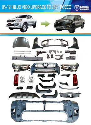 Toyota Hilux Vigo 05-14 için Ön Arka Tampon Araba Gövde Kiti 2021 Rocco'ya Yükseltme
